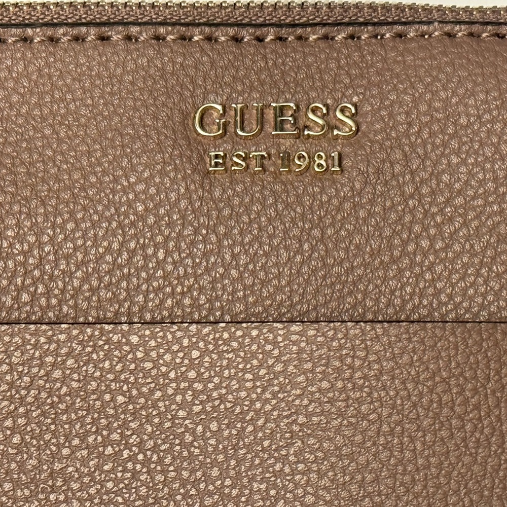 Guess Handbag Vegan Pebble Leather Brown Tan With… - image 3
